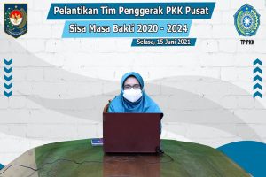 TP. PKK Kota Metro. menyaksikan proses pelantikan pengurus Tim Penggerak PKK Pusat Masa Bakti 2020-2024 secara virtuaL
